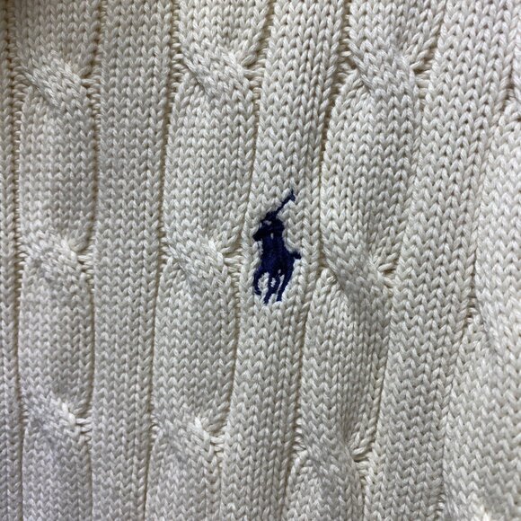 Ralph Lauren Mens Cable Knit Turtleneck Sweater Ivory Winter Warm Vintage - Picture 1 of 14